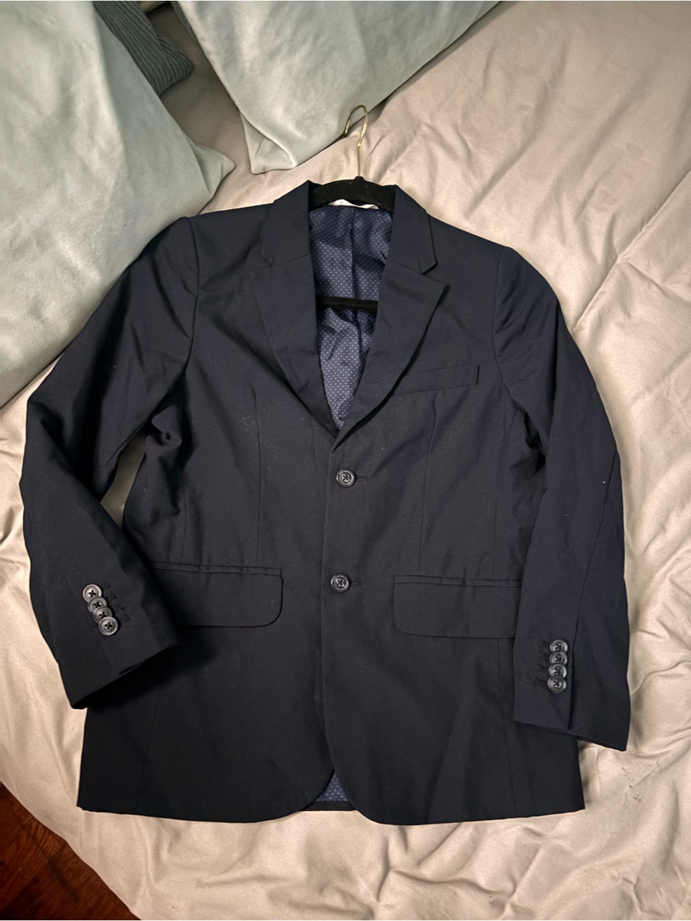 Cat & Jack Dark Navy Blue Kids Blazer with Blue Polka Dot Lining